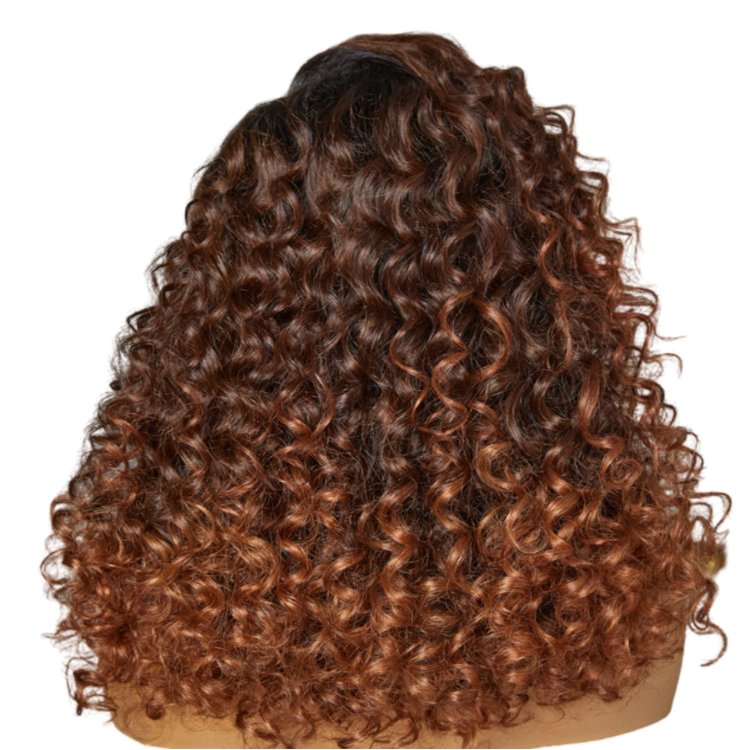 Perruque sans colle Godzen Hair PartingMax Ombre Cuivre Brun / Naturel Noir Ondulé 7x6 Fermeture HD Dentelle Perruque 