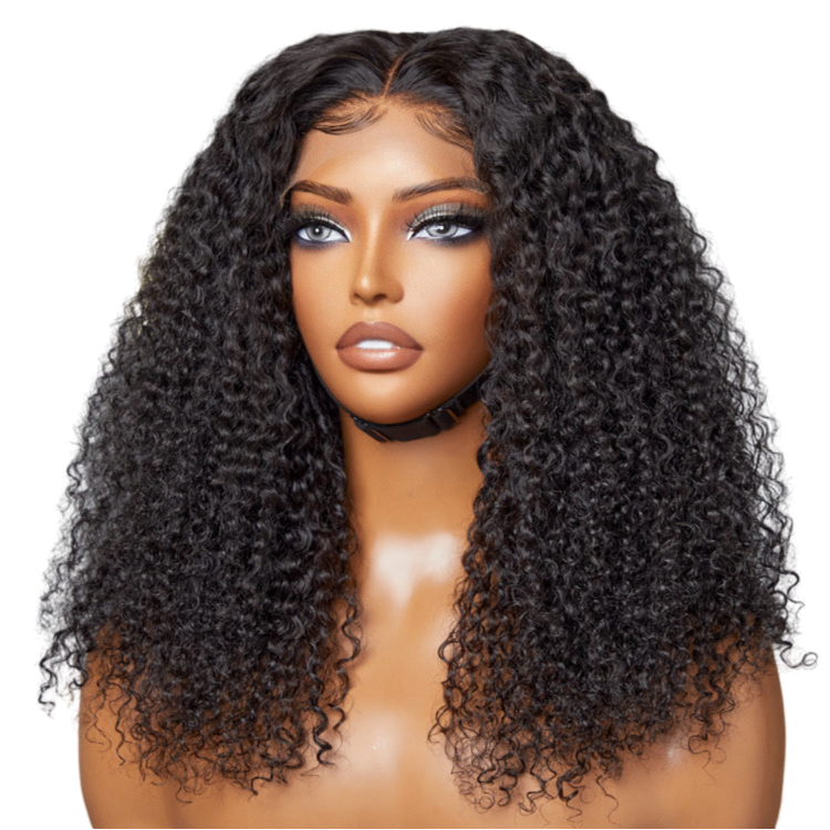 Breathable Cap Afro Curly Left C Part Glueless 5x5 Closure Lace Wig Beginner Friendly