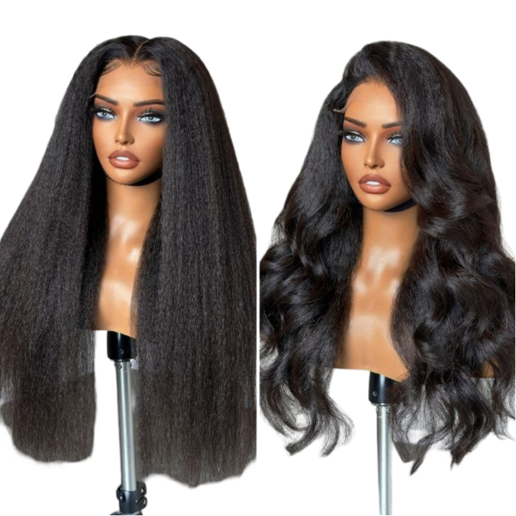 Glueless PartingMax Wig, 180% Density Kinky Straight 7x6 Closure HD Lace Wig, Ready for Immediate Wear.